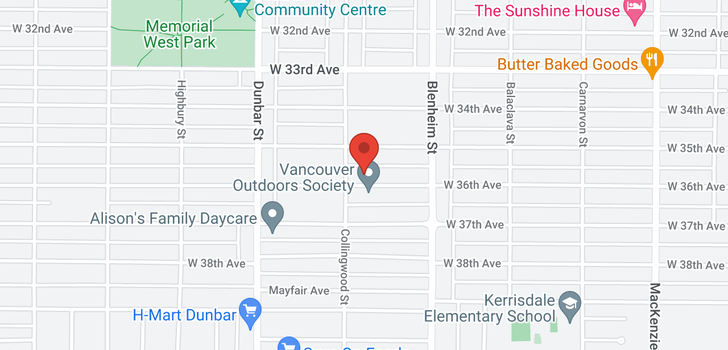 map of 3463 W 36TH AVENUE